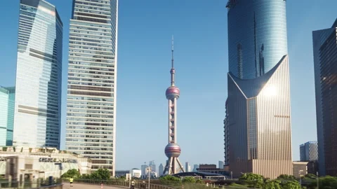 Hyper lapse, Pudong financial district Shanghai, China Stock-Footage 145059961