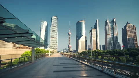 Hyper lapse, Pudong financial district Shanghai, China Stock Footage 149534403