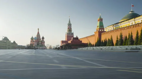 Hyper lapse of Red Square in Moscow. St. Basils Cathedral, Spasskaya Tower an Stock-Footage 155970146