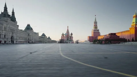 Hyper lapse of Red Square in Moscow. St. Basils Cathedral, Spasskaya Tower an Stock Footage 155998080