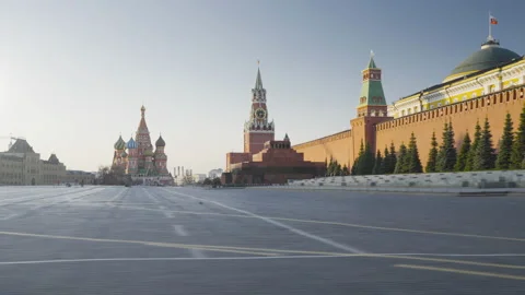 Hyper lapse of Red Square in Moscow. St. Basils Cathedral, Russia Stock Footage 199211607