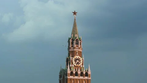 Hyper lapse of Red Square in Moscow. St. Basil’s Cathedral, Spasskaya Tower Video stock 219671900