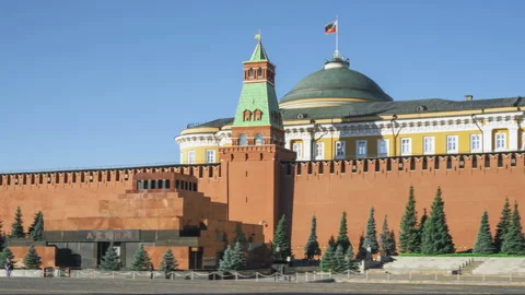 Hyper lapse of Red Square in Moscow and the mausoleum, Russia Video stock 220187480