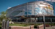 Hyper-Lapse Of Rogers Place In Edmonton, Alberta. Stock Footage