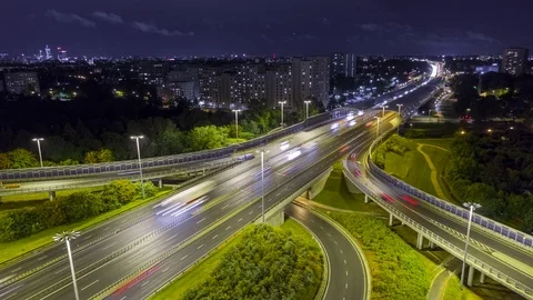 Hyper lapse of the S8 highway in the night. Stock Footage 119266267