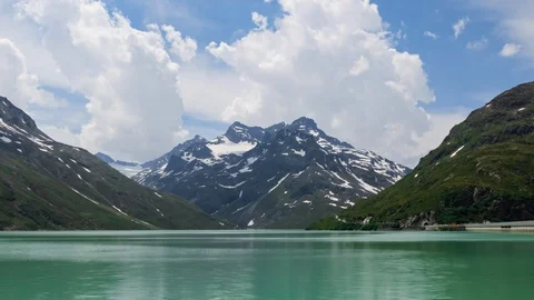 Hyper lapse of Silvretta Stausee lake, Austria. Video stock 124255339