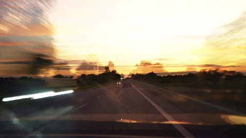 Hyper lapse slow motion footage simulating drunk driving with motion blur a.. Stock Footage 320177384