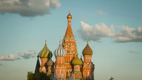 Hyper lapse St. Basil's Cathedral, Red Square of Moscow, Russia Stock Footage 219671575