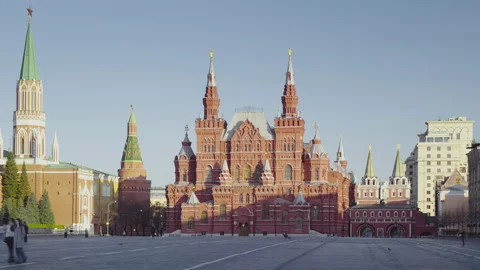 Hyper lapse, State Historical Museum and Red Square, Moscow, Russia Stock Footage 167234573