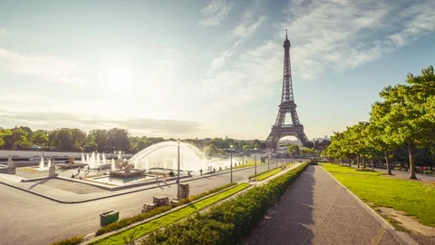 Hyper lapse, sunrise of Eiffel tower. Paris, France Stock Footage 116061062