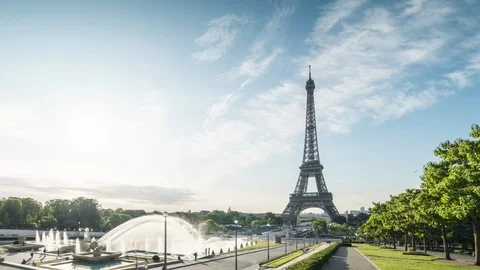 Hyper lapse, sunrise of Eiffel tower. Paris, France Stock-Footage 123081501