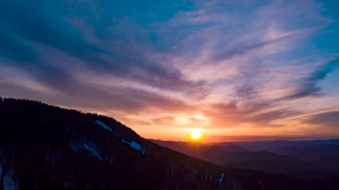 Hyper lapse of the sunset in the mountain Stock Footage 286103688