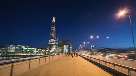 Hyper lapse of sunset, skyline from London Bridge, UK Video stock 117938320