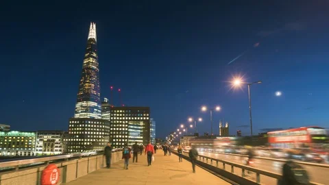 Hyper lapse of sunset, skyline from London Bridge, UK Stock-Footage 127256386