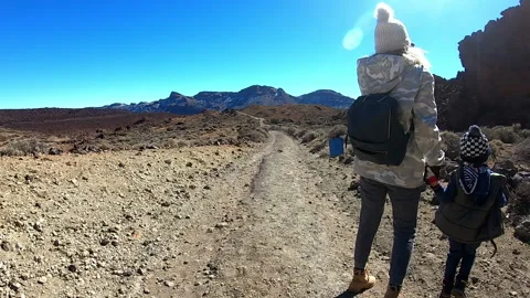 Hyper lapse through trails in the Teide National Park, Tenerife, Canary Islands Stock Footage 197623680