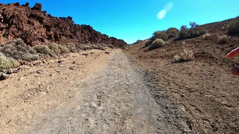 Hyper lapse through trails in the Teide National Park, Tenerife, Spain Stock Footage 197623695