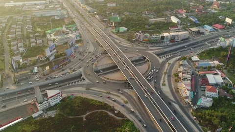 Hyper lapse ,Of traffic on city streets in Thailand.Aerial view and top view Stock Footage 84826930