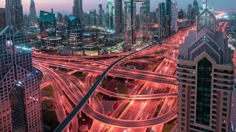 Hyper Lapse ,Of Traffic On City Streets At Night.aerial View And Top View Stock Footage 154058168