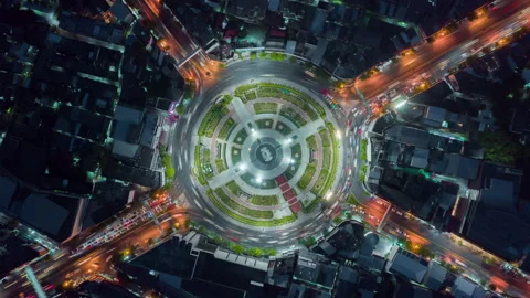 Hyper Lapse ,Of Traffic On City Streets At Night.aerial View And Top View Stock Footage 154058262