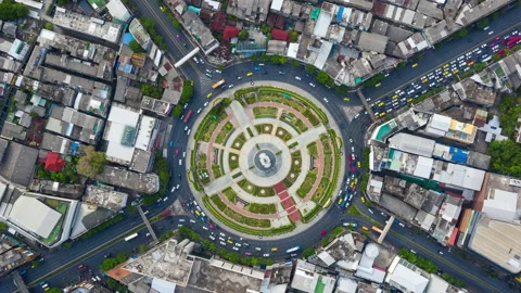 Hyper Lapse ,Of Traffic On City Streets At Night.aerial View And Top View Stock Footage 154475797