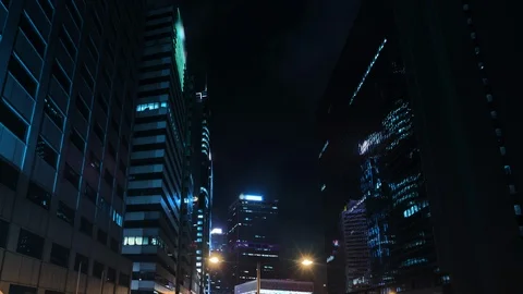 Hyper lapse, traffic in Hong Kong at sunset time, ultra wide lens Video stock 118401044