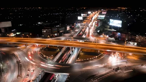 Hyper Lapse,Of Traffic At Night. Aerial View Stock-Footage 212774070