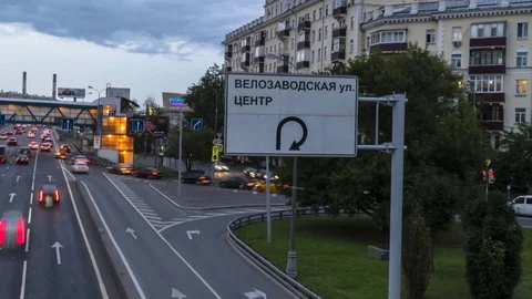 Hyper lapse video of night traffic on the urban thoroughfare   and road junct Stock Footage 80643392