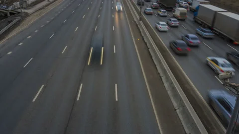 Hyper lapse video of traffic jam on the urban thoroughfare   and road junctio Stock Footage 105074457