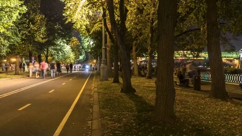Hyper lapse video of walking amongst crowds of people along the parkway  on a Stock Footage 78168706