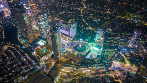 Hyper lapse view Selamat Datang Monument roundabout,traffic in Jakarta Indonesia Vídeos de archivo 252045537