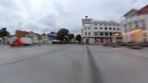 Hyper Lapse Walking Along Old Town Street with Tenement Houses in Sopot Poland Stock Footage 140632582