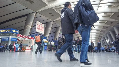 Hyper laspe of Beijing high speed train station. Stockbeeldmateriaal 106091959