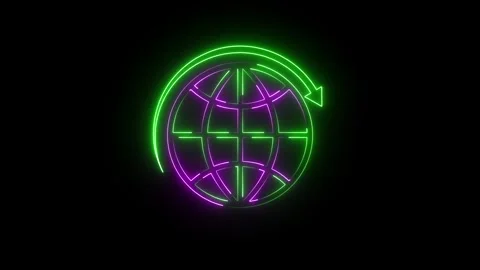 Hyper realistic animated Neon Earth in trendy stylish colours. Stock Footage 310221424