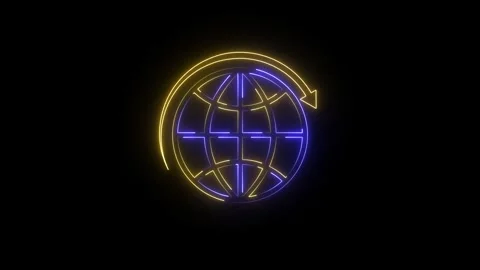 Hyper realistic animated Neon Earth in trendy stylish colours. Stock Footage 310221436