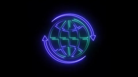 Hyper realistic animated Neon Earth in trendy stylish colours. Stock Footage 310221471