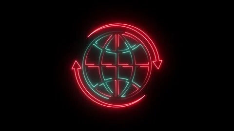 Hyper realistic animated Neon Earth in trendy stylish colours. Stock Footage 310221477