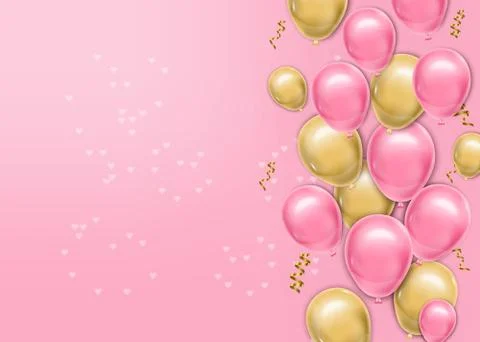 Hyper realistic baloons background. Love card with airballoons Vector realist Stock Illustration