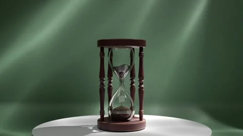 Hyper Realistic Hourglass with Flowing Sand in Green Light Видео 333262644