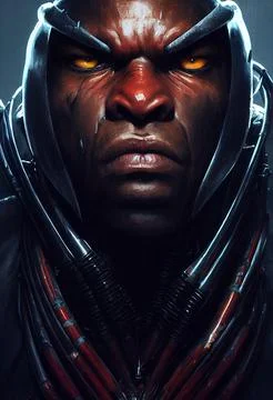 Hyper realistic illustration of a fantasy alien in plate armor, ready for battle Stock Illustration