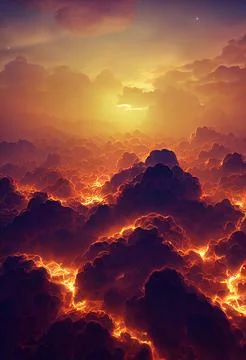 Hyper-realistic illustration of a huge red dramatic cloudscape Illustrazione stock