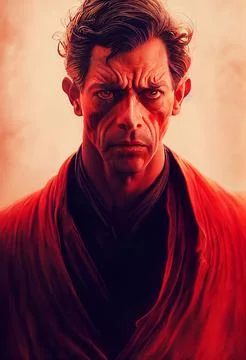 Hyper-realistic illustration of a red scary evil devil イラスト素材