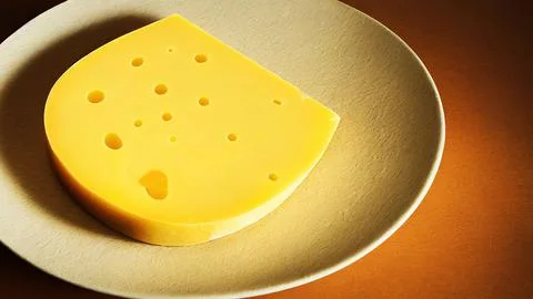 Hyper-realistic illustration of yellow and good-looking slice of cheese in a cla イラスト素材
