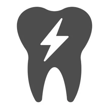 Hyper sensitive tooth solid icon. Sick teeth, dental problem and energy symbol Stock Illustration