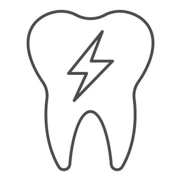 Hyper sensitive tooth thin line icon. Sick teeth, dental problem and energy Stock Illustration