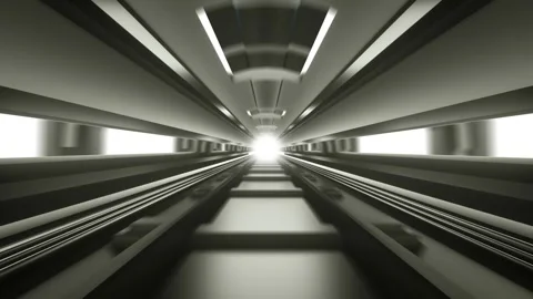 Hyper Speed Futuristic Train Tunnel Video stock 136919086
