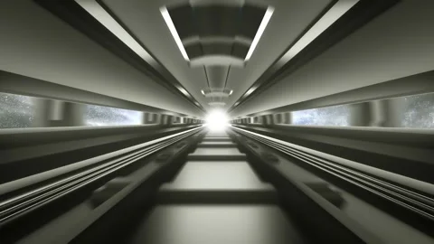 Hyper Speed Futuristic Train Tunnel Video stock 136919099