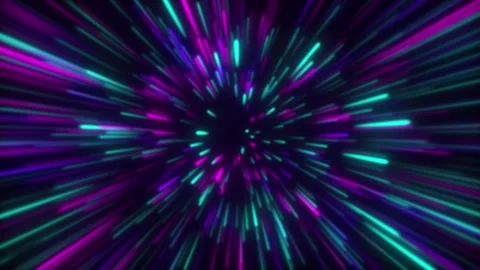 Hyper Speed Light Tunnel: Abstract Neon Streaks with Dynamic Colorful Motion Stock Footage 332968455