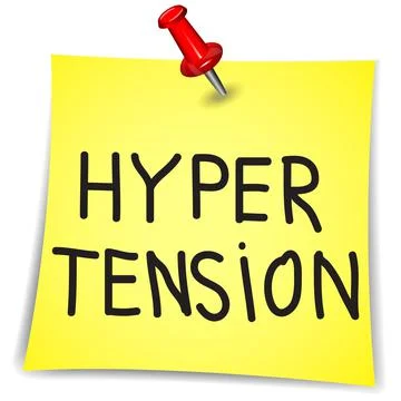 Hyper tension word on a Note Paper with pin on white Stock Illustration