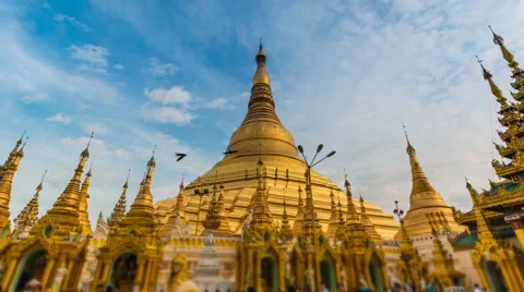 Hyper Time Lapse Around Golden Shwedagon Pagoda Of Yangon Myanmar Stock Footage 58318157