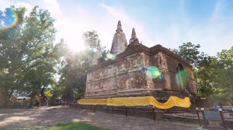 Hyper Time Lapse Wat Jed Yod Famous Temple Of Chiangmai, Thailand Stock Footage 51391560